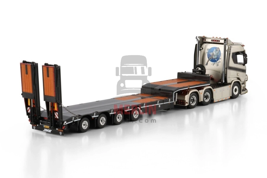 1/50 Dijkstra; SCANIA R NORMAL CR20N 6X2 TAG AXLE SEMI LOW LOADER WITH RAMPS - 4 AXLE