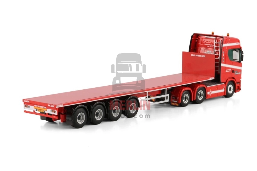 1/50 Give; SCANIA S HIGHLINE CS20H 6X2 TAG AXLE FLATBED TRAILER - 4 AXLE