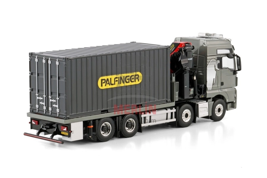 1/50 MAN TGX XXL EURO 6C (FACELIFT) RIGED FLATBED TRUCK 8X4 WITH PALFINGER PK 480 TEC + 20FT KONTEYNER Vinçler