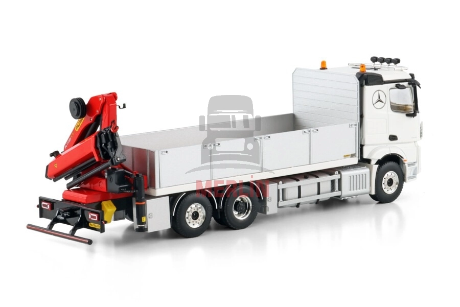 1/50 MERCEDES-BENZ ACTROS MP5 2.300MM CLASSIC SPACE RIGED FLATBED TRUCK 6X2 TAG AXLE WITH PALFINGER PK 19.001 SLD 5 Vinçler