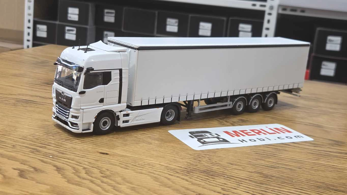 1/50 MAN TGX GX 4X2 + Tenteli  Trailer - Beyaz