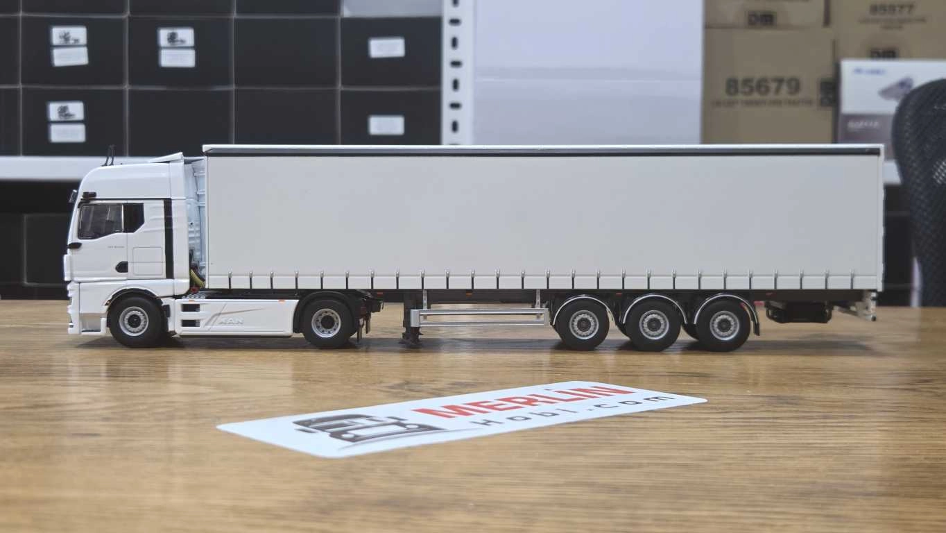 1/50 MAN TGX GX 4X2 + Tenteli  Trailer - Beyaz
