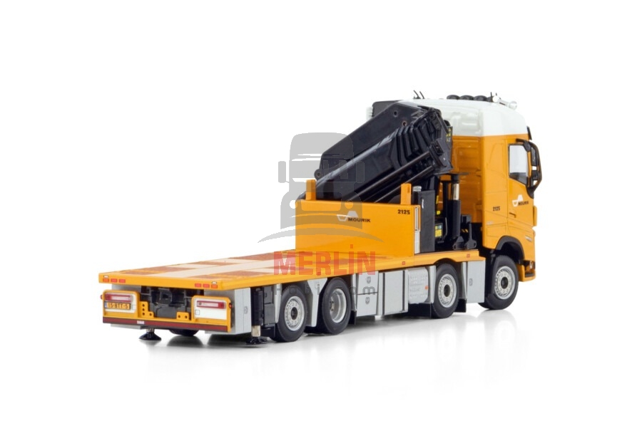 1/50 Mourik; VOLVO FH5 GLOBETROTTER 8X2 TAG AXLE RIGED FLATBED TRUCK 8X2 TAG AXLE WITH PALFINGER PK 74002 SH