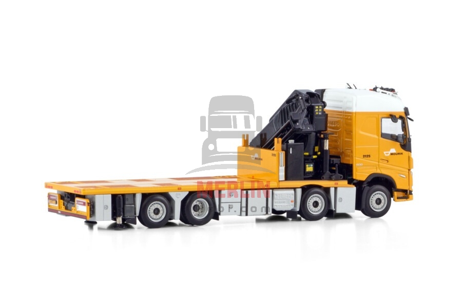 1/50 Mourik; VOLVO FH5 GLOBETROTTER 8X2 TAG AXLE RIGED FLATBED TRUCK 8X2 TAG AXLE WITH PALFINGER PK 74002 SH