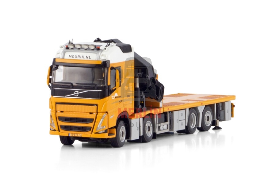 1/50 Mourik; VOLVO FH5 GLOBETROTTER 8X2 TAG AXLE RIGED FLATBED TRUCK 8X2 TAG AXLE WITH PALFINGER PK 74002 SH