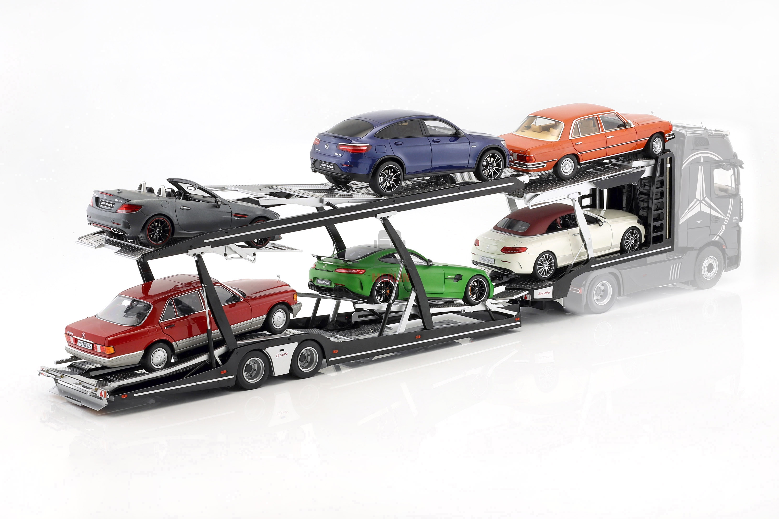 1/18 Scania V8 730S 4x2 Sarı Renk & Lohr car transporter