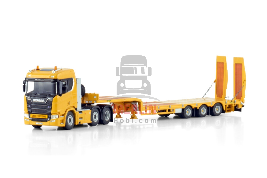 1/50 Lowbed; SCANIA R NORMAL CR20N 6X2 TWIN STEER SEMI LOW LOADER WITH RAMPS - 3 AXLE
