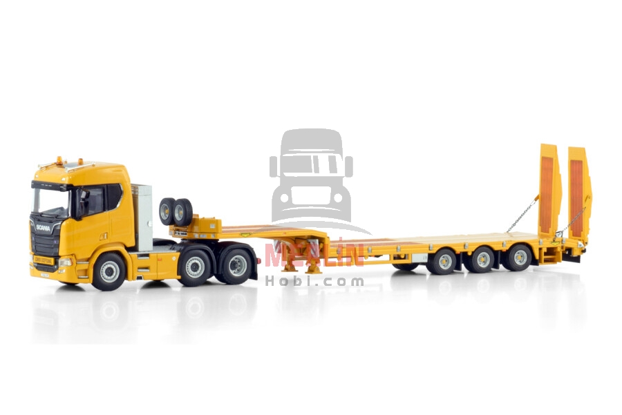 1/50 Lowbed; SCANIA R NORMAL CR20N 6X2 TWIN STEER SEMI LOW LOADER WITH RAMPS - 3 AXLE