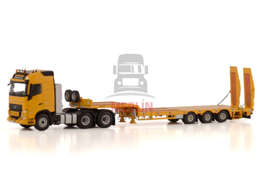 1/50 Lowbed; VOLVO FH5 GLOBETROTTER 6X2 TAG AXLE SEMI LOW LOADER WITH RAMPS - 3 AXLE