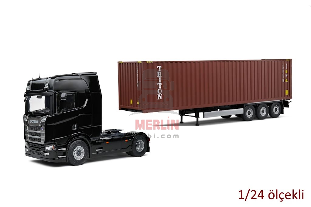 1/24 - Scania S HIGHLINE Siyah + 40ft Konteyner Dorseli