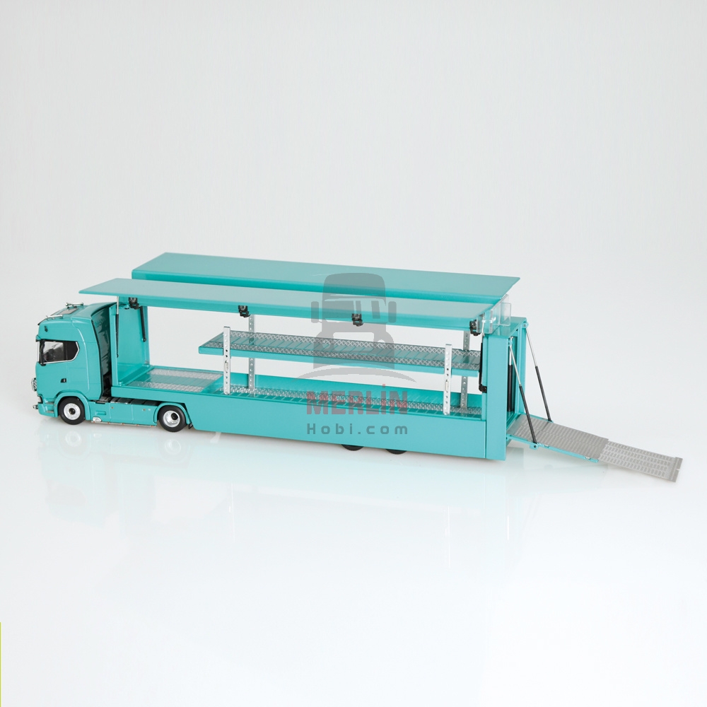 1/64 Scania V8 730S 4x2 Car Transporter Yeşil - Lohr