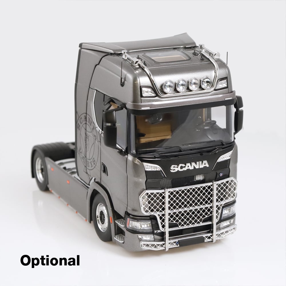 1/18 Scania V8 730S 4x2 grey with Vabis Logo & Lohr car transporter