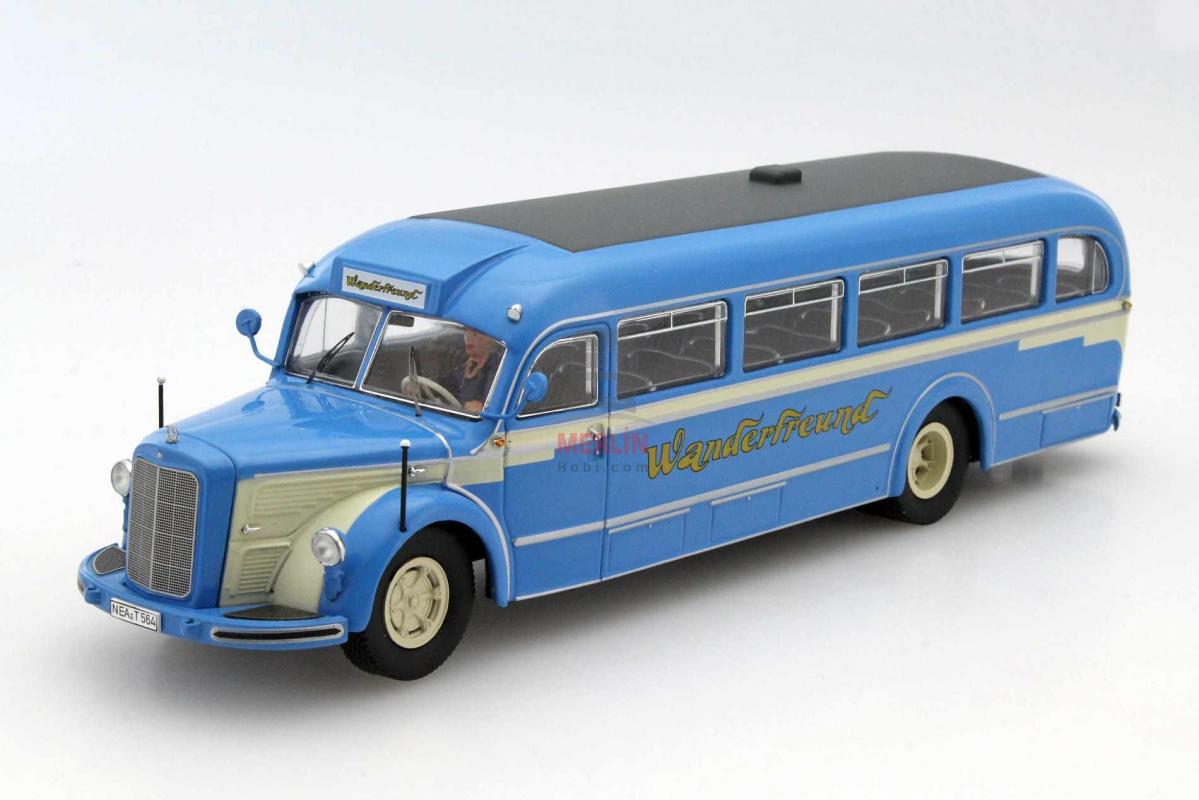 1/43 Schuco  -ikinci el - Mercedes-Benz O 6600 Wanderfreund blue / White