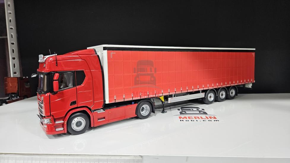 1/32 Marge Scania R Highline + Tenteli Dorse Kırmızı Renk