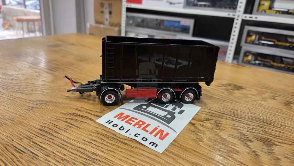 1/50 DRAWBAR FLATBED + 40 m3 Hooklift Konteyner Siyah