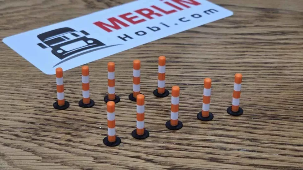 1/50 - 10 adet İnce Yol Dubası - Diorama ve Yük için Aksesuar