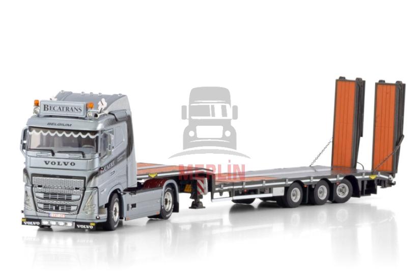 1/50 Becatrans BV; VOLVO FH5 SLEEPER CAB 4X2 SEMI LOW LOADER WITH RAMPS - 3 AXLE