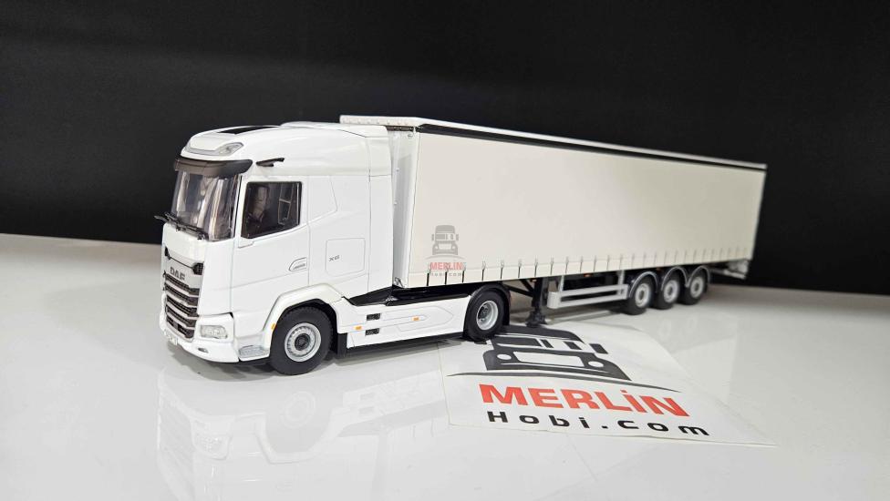 1/50 Yeni Daf XG 4x2 Beyaz + Perdeli / Tenteli Dorse Tır Çekici