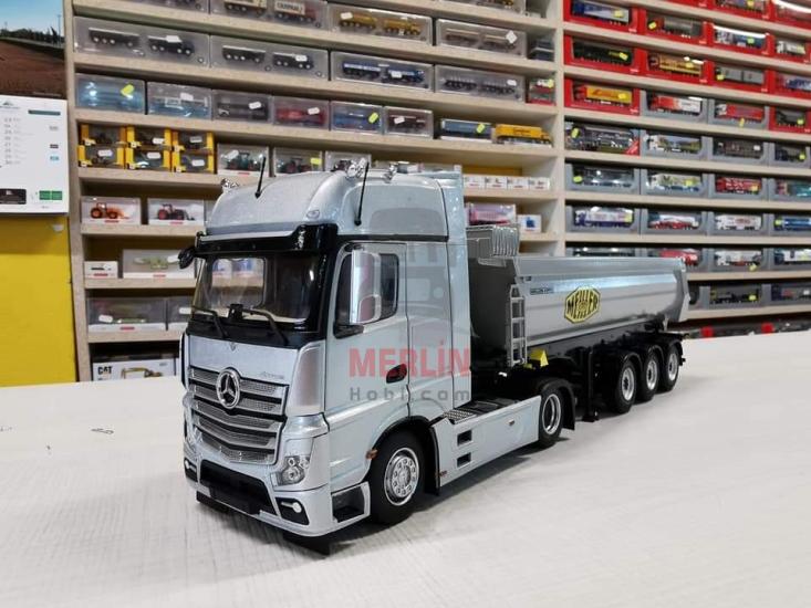 1/32 Marge Mercedes Actros 4x2 + Damper Meiller  Gri Renk