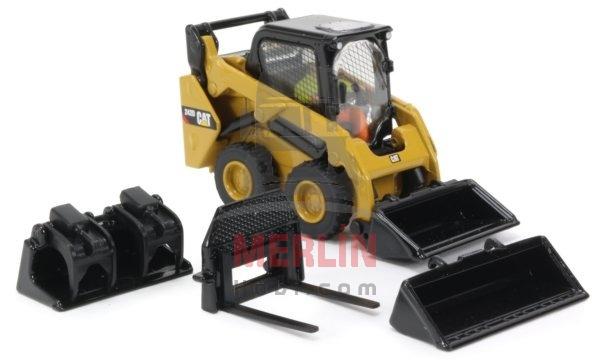 1/50 Caterpillar 242D 3 Ataşmanlı - Lastikli Mini Yükleyici ( Loader )