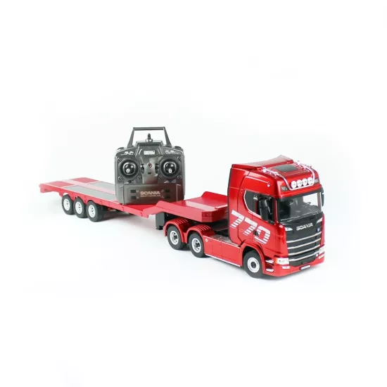 1/18 Ölçek, SCANIA Çekici ve Yarı Römorklu Alçak Kasa Dorse, Metal Destekli, 19 Kanal Uzaktan Kumandalı TIR