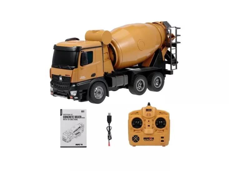 1/14 Ölçek, Çimento Kamyonu, Metal Mikserli, 10 Kanal Uzaktan Kumandalı İş Makinası