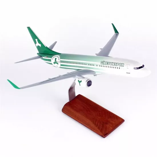 1/100 Ölçek, THY Giresun Spor Logolu B737-800 Yolcu Uçağı, Sergilemeye Hazır Ahşap Standlı Model