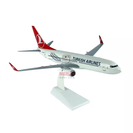 1/100 Ölçek,  THY B737-800 Yolcu Uçağı , Sergilemeye Hazır Plastik Standlı Model