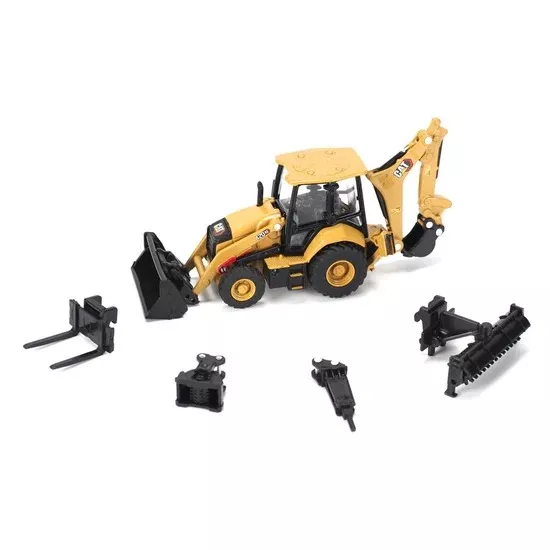 1/64 Ölçek, Cat 420 XE bekoloader ve ataçman, Sergilemeye Hazır Metal İş Makinası Modeli