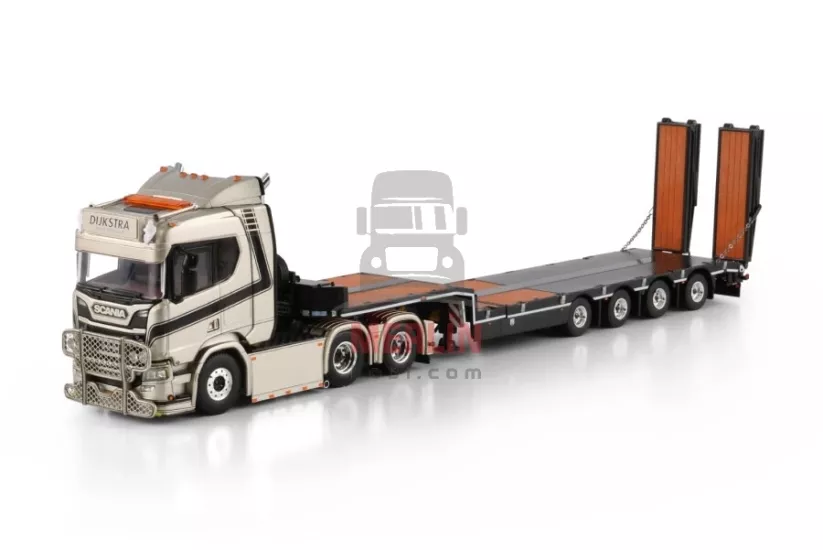 1/50 Dijkstra; SCANIA R NORMAL CR20N 6X2 TAG AXLE SEMI LOW LOADER WITH RAMPS - 4 AXLE