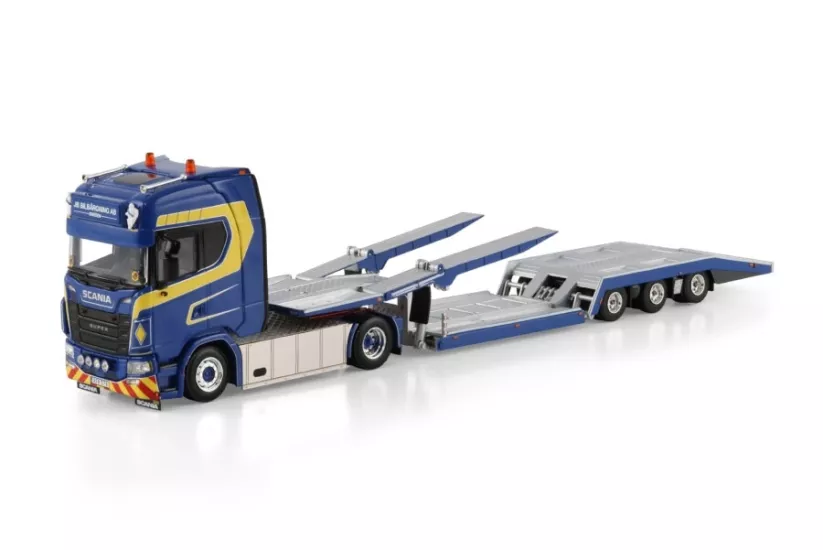 1/50 JB Bilbärgning; SCANIA S HIGHLINE CS20H 4X2 TRUCK TRANSPORTER - 3 AXLE