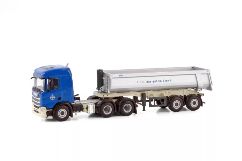 1/50 -Kibag; SCANIA R NORMAL CR20N 6X4 HALFPIPE TIPPER TRAILER - 3 AXLE