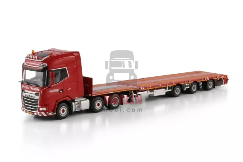 1/50 Nooteboom Red Line; DAF XG+ MY25 6X2 TAG AXLE FLATBED MEGA TRAILER - 3 AXLE