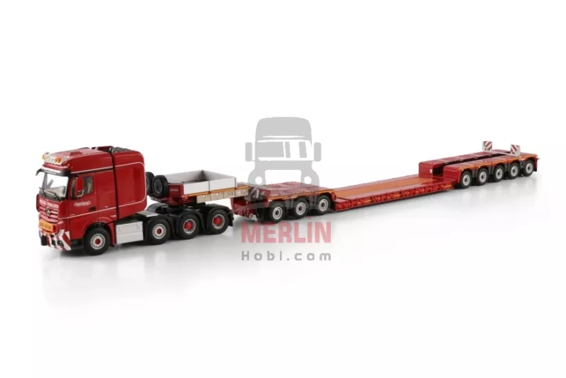 1/50 Nooteboom Red Line; MERCEDES-BENZ ACTROS MP5 SLT BIG SPACE 8X4 EURO PX LOW LOADER - 8 AXLE + DOLLY - 3 AXLE