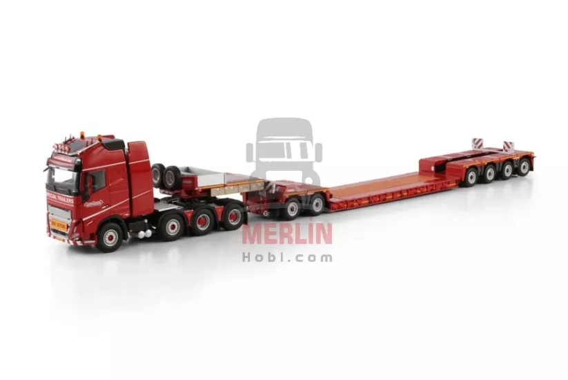 1/50 Nooteboom Red Line; VOLVO FH5 GLOBETROTTER XL 8X4 LOW LOADER WITH DOLLY 2 AXLE - 6 AXLE