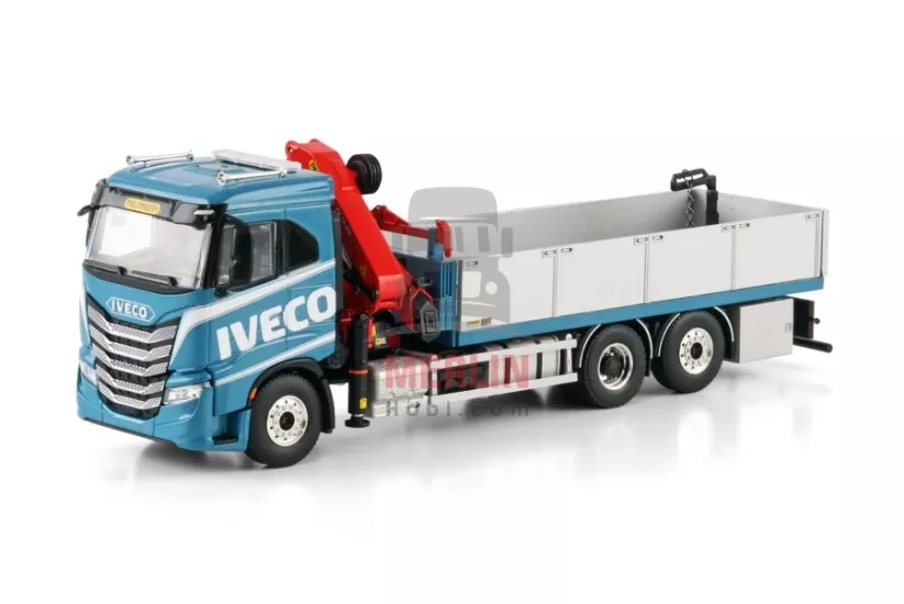 1/50 IVECO S-WAY AS LOW RIGED FLATBED TRUCK 6X2 TAG AXLE WITH PALFINGER PK 24.001 SLD 5 Vinçler