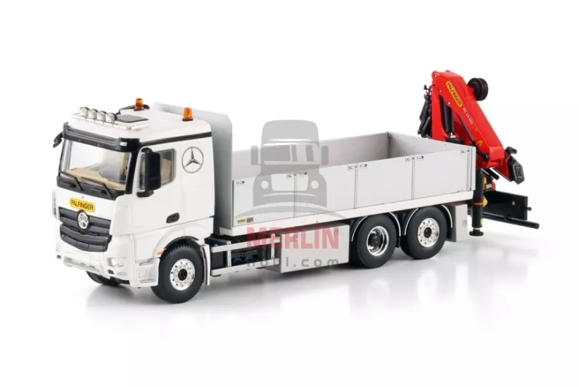 1/50 MERCEDES-BENZ ACTROS MP5 2.300MM CLASSIC SPACE RIGED FLATBED TRUCK 6X2 TAG AXLE WITH PALFINGER PK 19.001 SLD 5 Vinçler