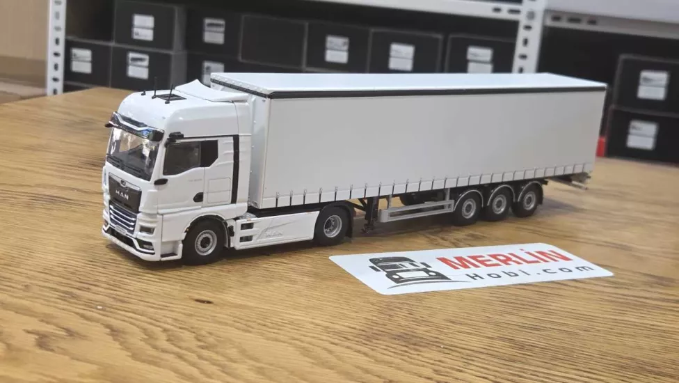 1/50 MAN TGX GX 4X2 + Tenteli  Trailer - Beyaz