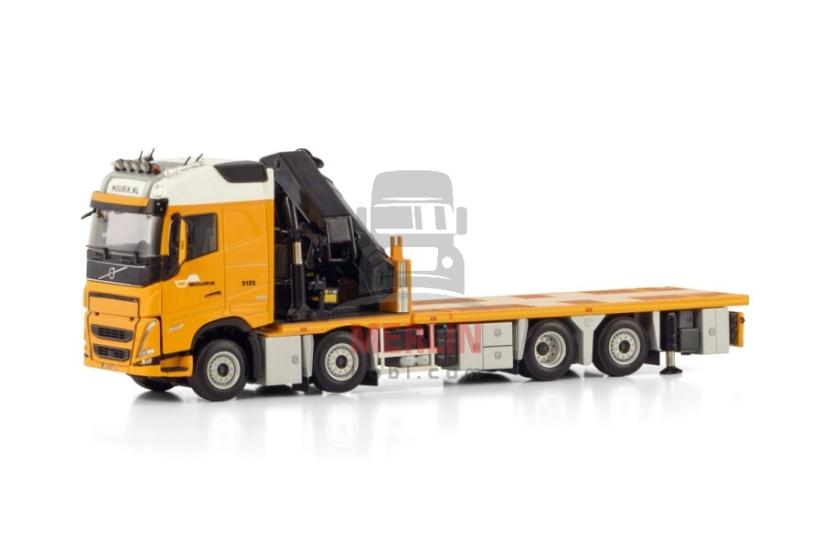 1/50 Mourik; VOLVO FH5 GLOBETROTTER 8X2 TAG AXLE RIGED FLATBED TRUCK 8X2 TAG AXLE WITH PALFINGER PK 74002 SH