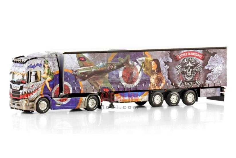 1/50 PLUTA; SCANIA R HIGHLINE CR20H 4X2 CURTAINSIDE TRAILER - 3 AXLE