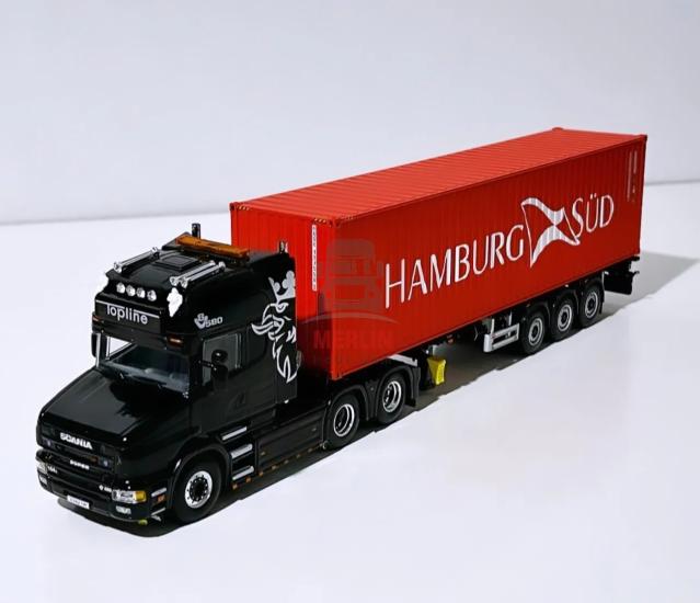 1/50 - Scania 164L Torpedo   + 40ft Hamburg Konteyner + Dorse -wsi