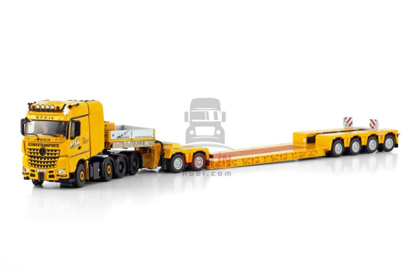 1/50 ’’Steil; MERCEDES-BENZ AROCS MP4 SLT BIG SPACE 8X4 EURO LOW LOADER WITH 2 AXLE DOLLY - 4 AXLE’’