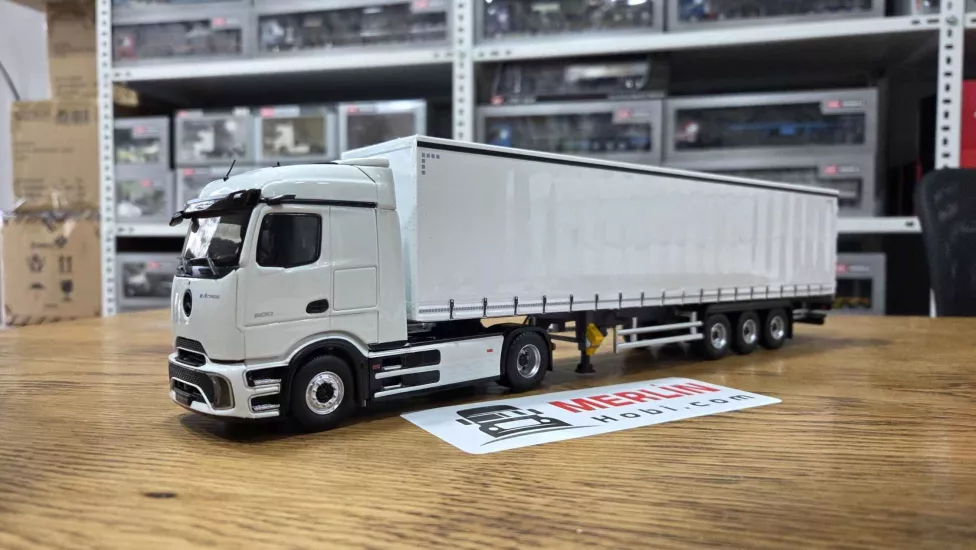 1/43  Mercedes Benz EActros 2026 + Tenteli  Dorseli  - PRO Kabin Beyaz