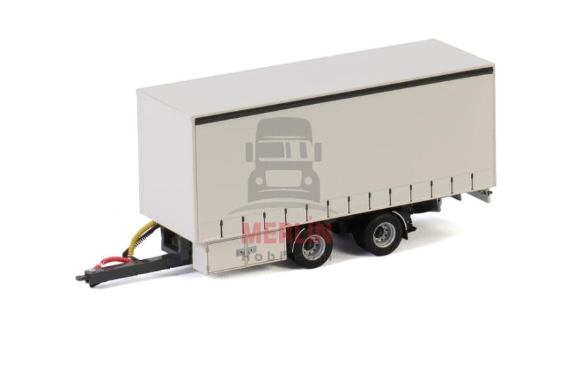 1/50 - White Line; CENTRE-AXLED DRAWBAR CURTAINSIDE TRAILER - 2 AXLE