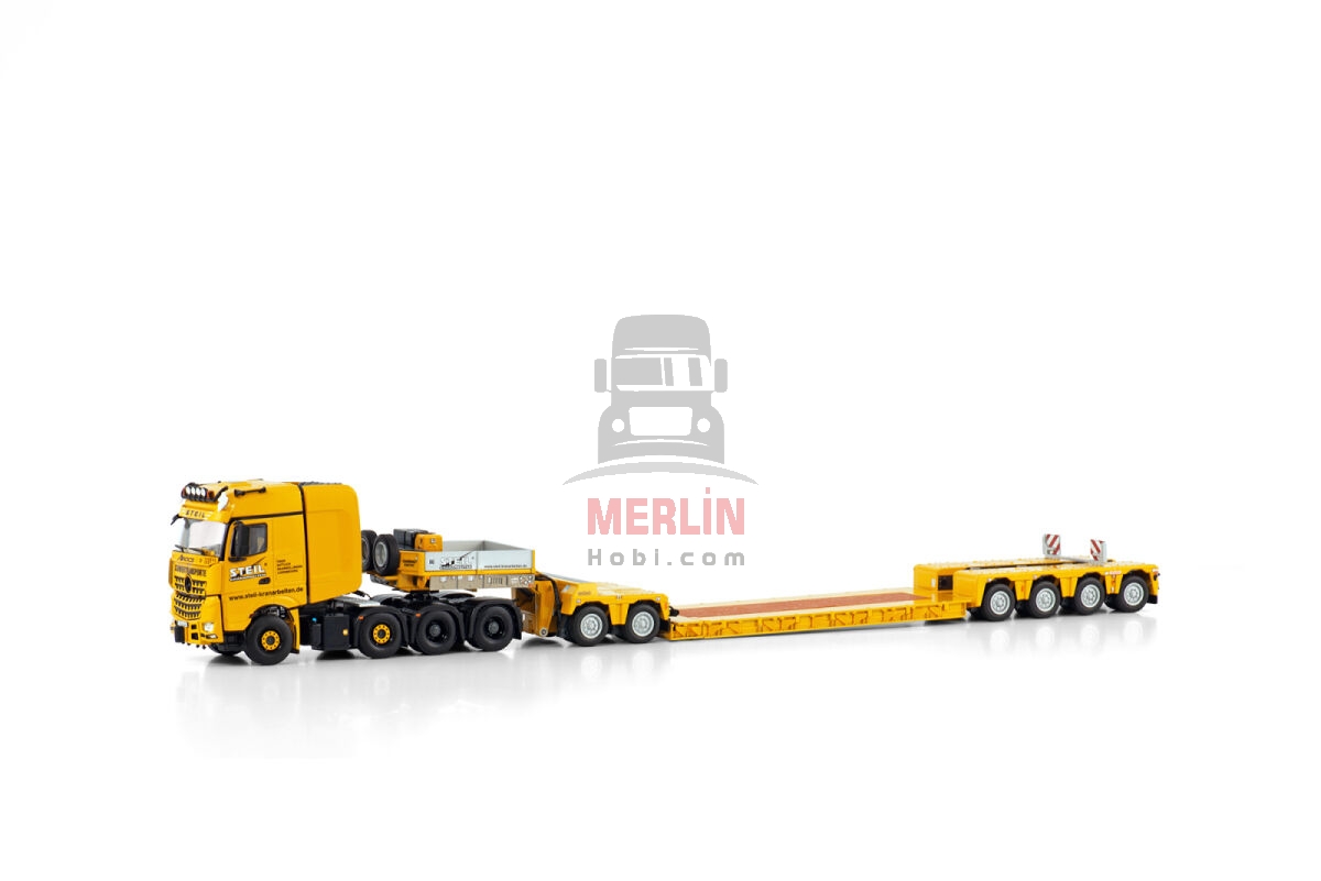 1/50 ’’Steil; MERCEDES-BENZ AROCS MP4 SLT BIG SPACE 8X4 EURO LOW LOADER WITH 2 AXLE DOLLY - Lowbed’’ 