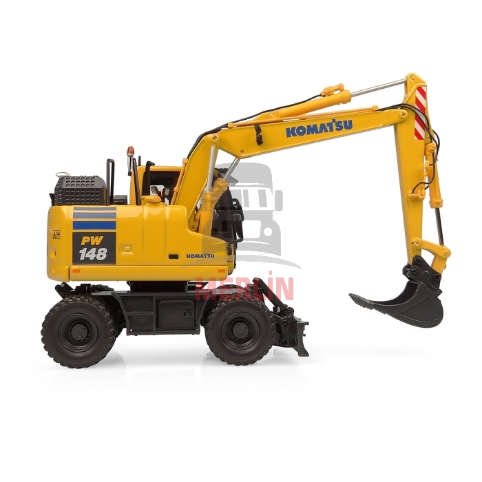 1/50 ölçek Komatsu PW148-11 on wheeles with bucket and clamshell Excavator Diecast