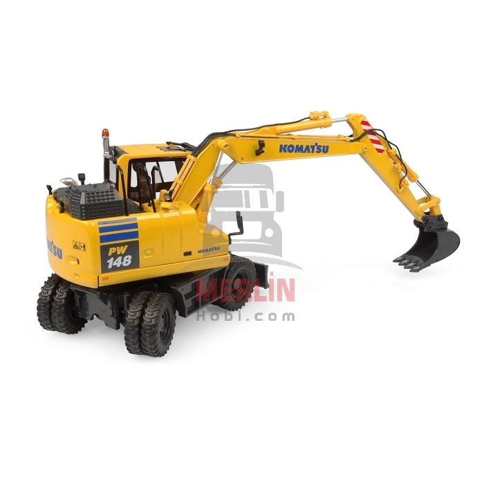 1/50 ölçek Komatsu PW148-11 on wheeles with bucket and clamshell Excavator Diecast